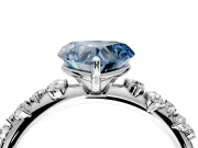 Cluster Engagement Ring Setting for Fancy Blue Heart-Shaped Center with Round Cut Accent Band and Prong Head in Platinum