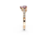 Solitaire Engagement Ring Setting for Fancy Pink Heart-Shaped Center with Crossover Accents and Prong Head in Rose Gold