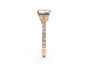 Solitaire Engagement Ring Setting for Princess Cut Center with Widening Pave Band and Claw Prong Head in Rose Gold