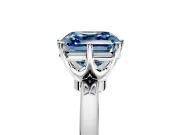 Solitaire Engagement Ring Setting for Fancy Blue Asscher Cut Center with Plain Band and Tulip Prong Head in Platinum