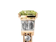 Channel-Set Engagement Ring Setting for Fancy Yellow Radiant Cut Center with Baguette Band and Prong Head in Rose Gold