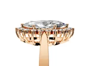 Starburst Halo Engagement Ring Setting for Marquise Center with Flat Cathedral Band and Prong Head in Rose Gold