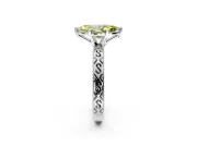 Solitaire Engagement Ring Setting for Fancy Yellow Marquise Center with Scrollwork Band and Prong Head in Sterling Silver