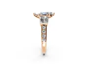 Channel-Set Engagement Ring Setting for Marquise Center with Baguette Band and Prong Head in Rose Gold