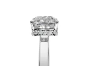 Hidden Halo Engagement Ring Setting for Cushion Cut Center with Wide Flat Plain Band and Prong Head in Sterling Silver