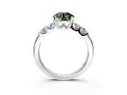 5 Stone Engagement Ring Setting for Fancy Green Round Cut Center with Plain Band and Prong Head in White Gold