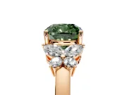 Solitaire Engagement Ring Setting for Fancy Green Cushion Cut Center with Marquise Flower Shoulders and Prong Head in Rose Gold
