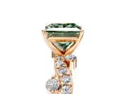 Solitaire Engagement Ring Setting for Fancy Green Princess Cut Center with Bar-Station Pave Twist and Prong Head in Rose Gold
