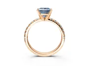 Solitaire Engagement Ring Setting for Fancy Blue Princess Cut Center with Large Accents and Prong Head in Rose Gold