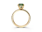 Solitaire Engagement Ring Setting for Fancy Green Cushion Cut Center with Shared-Prong Accents and Prong Head in Yellow Gold