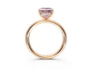 Hidden Halo Engagement Ring Setting for Fancy Pink Princess Cut Center with Thin Rounded Band and Prong Head in Rose Gold