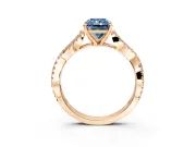 Solitaire Engagement Ring Setting for Fancy Blue Radiant Cut Center with Twisted Pave Split Shank and Prong Head in Rose Gold