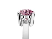 Solitaire Engagement Ring Setting for Fancy Pink Round Cut Center with Plain Band and Flat Tab Prong Head in Platinum
