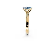 Side Accent Engagement Ring Setting for Fancy Blue Pear-Shaped Center with Accent Shoulders and Prong Head in Yellow Gold