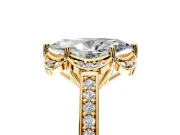 Floral Engagement Ring Setting for Marquise Center with Four Accent Clusters and Prong Head in Yellow Gold