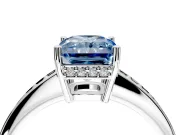Solitaire Engagement Ring Setting for Fancy Blue Radiant Cut Center with Channel-Set Accent Band and Prong Head in White Gold