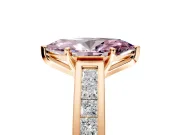 Solitaire Engagement Ring Setting for Fancy Pink Marquise Center with Princess Cut Channel Band and Prong Head in Rose Gold