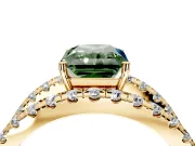 Solitaire Engagement Ring Setting for Fancy Green Radiant Cut Center with Wide-Open Split Shank and Prong Head in Yellow Gold