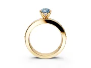 Solitaire Engagement Ring Setting for Fancy Blue Pear-Shaped Center with Channel-Set Accents and Prong Head in Yellow Gold