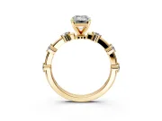 Solitaire Engagement Ring Setting for Emerald Cut Center with Bezel Station Band and Prong Head in Yellow Gold