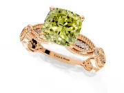 Solitaire Engagement Ring Setting for Fancy Yellow Cushion Cut Center with Marquise Panel Band and Prong Head in Rose Gold