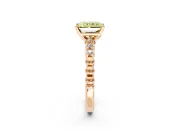 Solitaire Engagement Ring Setting for Fancy Yellow Radiant Cut Center with Bezel-Dot Beaded Band and Prong Head in Rose Gold