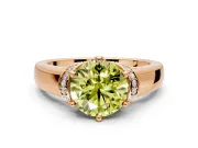 Solitaire Engagement Ring Setting for Fancy Yellow Round Cut Center with Wide Band, Pave Collar and Prong Head in Rose Gold