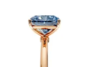 Solitaire Engagement Ring Setting for Fancy Blue Radiant Cut Center with Straight Thin Band and Prong Head in Rose Gold