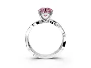 Solitaire Engagement Ring Setting for Fancy Pink Round Cut Center with Pave and Plain Crossover Band and Prong Head in Sterling Silver