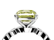 Solitaire Engagement Ring Setting for Fancy Yellow Asscher Cut Center with Milgrain Bezel Accents and Prong Head in Platinum