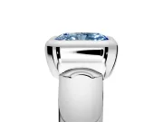 Solitaire Engagement Ring Setting for Fancy Blue Radiant Cut Center with Wide Band and Bezel Head in Sterling Silver