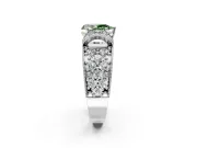 Pave Engagement Ring Setting for Fancy Green Pear-Shaped Center with Curved Accent Rows, Openwork and Prong Head in White Gold