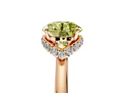 Hidden Halo Engagement Ring Setting for Fancy Yellow Round Cut Center with Plain Rounded Band and Prong Head in Rose Gold