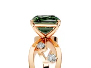 Solitaire Engagement Ring Setting for Fancy Green Asscher Cut Center with Criss-Cross Accent Band and Prong Head in Rose Gold