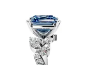 Solitaire Engagement Ring Setting for Fancy Blue Asscher Cut Center with Marquise Accent Twist Band and Prong Head in Platinum