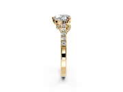 Solitaire Engagement Ring Setting for Heart-Shaped Center with Crossover Accents and Prong Head in Yellow Gold