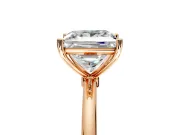 Solitaire Engagement Ring Setting for Princess Cut Center with Straight Thin Band and Prong Head in Rose Gold