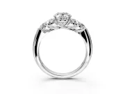 Cluster Engagement Ring Setting for Oval Center with Round Cut Accent Frame and Prong Head in Platinum