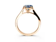 Solitaire Engagement Ring Setting for Fancy Blue Heart-Shaped Center with Tapered Shoulders and Prong Head in Rose Gold