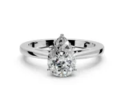 Solitaire Engagement Ring Setting for Pear-Shaped Center with Open Cathedral Shoulders and Prong Head in Platinum