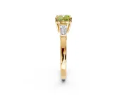 3 Stone Engagement Ring Setting for Fancy Yellow Cushion Cut Center with Baguette Accents and Prong Head in Yellow Gold