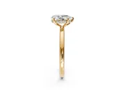 Solitaire Engagement Ring Setting for Pear-Shaped Center with Plain Band, Open Basket and Prong Head in Yellow Gold