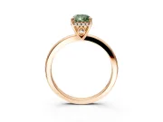 Solitaire Engagement Ring Setting for Fancy Green Pear-Shaped Center with Fine Wire Band and Prong Head in Rose Gold