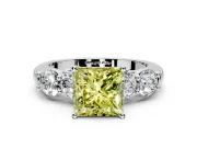 5 Stone Engagement Ring Setting for Fancy Yellow Princess Cut Center with Graduated Accents and Prong Head in Platinum