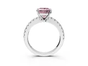 Solitaire Engagement Ring Setting for Fancy Pink Princess Cut Center with Single Row Accent Band and Prong Head in Platinum