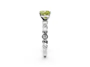 Solitaire Engagement Ring Setting for Fancy Yellow Cushion Cut Center with Beaded Bezel Station Band and Prong Head in White Gold