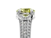 Solitaire Engagement Ring Setting for Fancy Yellow Oval Center with Accented Split Shank and Prong Head in Platinum