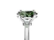 Minimalist Solitaire Engagement Ring Setting for Fancy Green Oval Center with Thin Band and Prong Head in Platinum