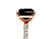 Solitaire Engagement Ring Setting for Fancy Black Asscher Cut Center with Pave Accents and Prong Head in Rose Gold