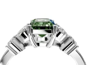 Floral Engagement Ring Setting for Fancy Green Emerald Cut Center with Marquise Cluster Shoulders and Prong Head in Platinum